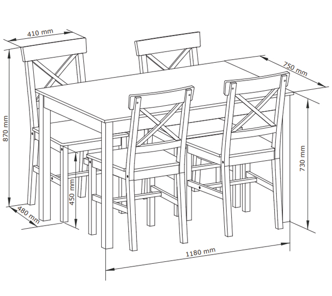 Trpezarijska garnitura Bourge Sto i četiri stolice - pogled 4
