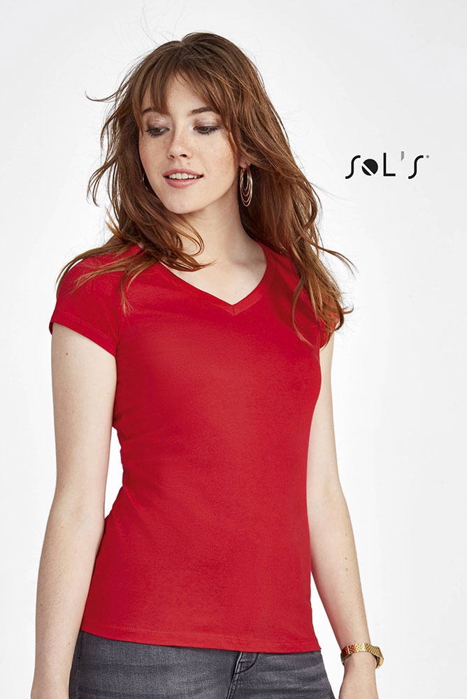 Sols Ženska majica V izrez Moon Red veličina 3XL 11388 - pogled 4