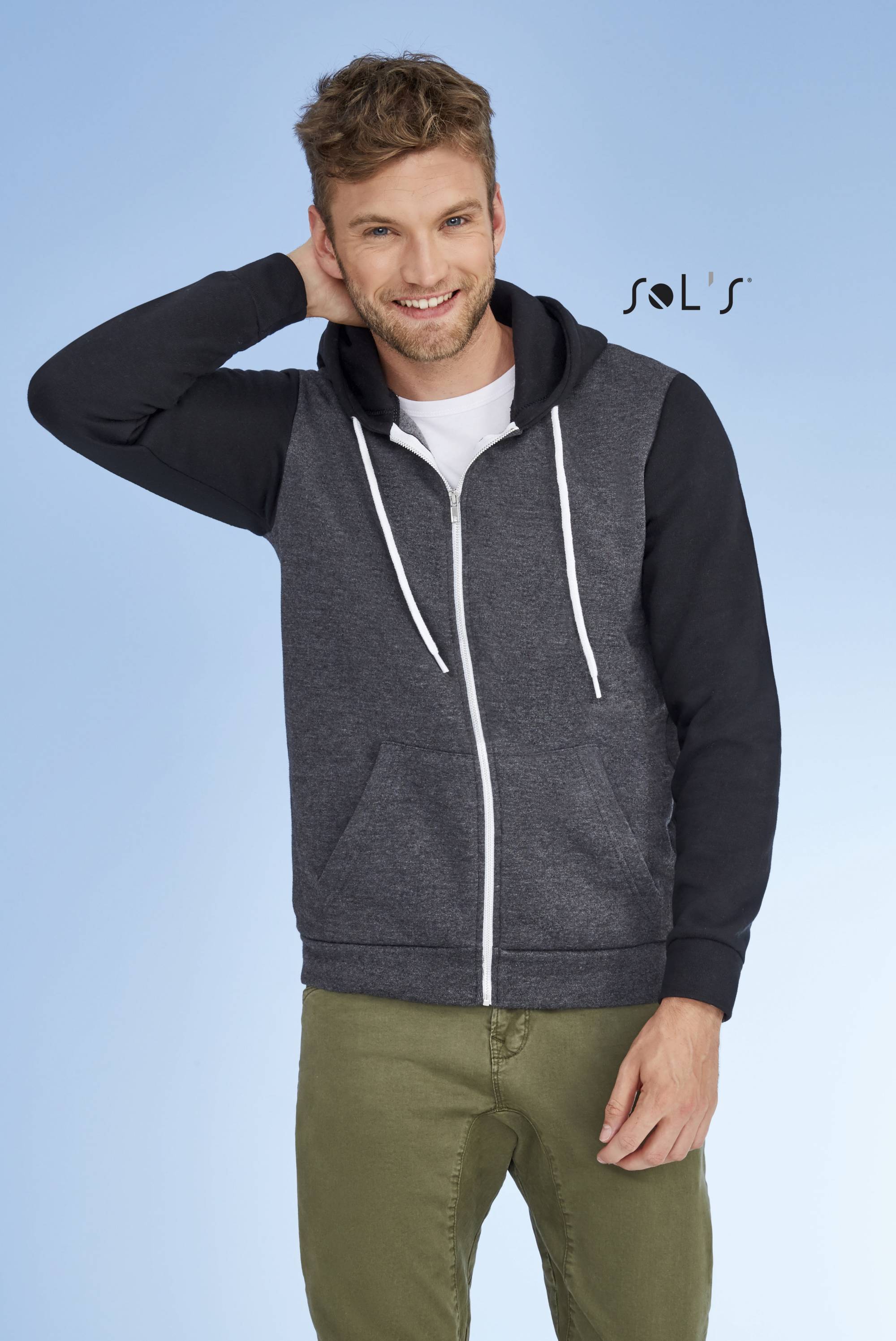 Sols Uniseks dukserica Silver Black veličina XXL 47700 - pogled 4