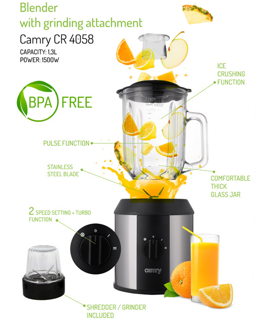 Camry Blender sa dodatkom za mlevenje CR4058 1500W - pogled 4