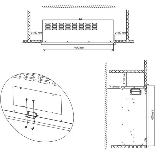 Električni ugradni kamin 2000W FKKI03 - pogled 4