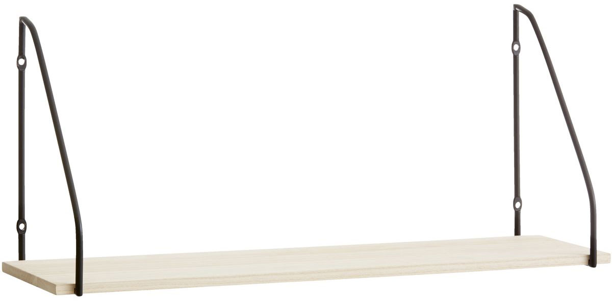 3 Viseće Zidne Polica - Komplet - Metal Drvo - Crna Natur - pogled 4