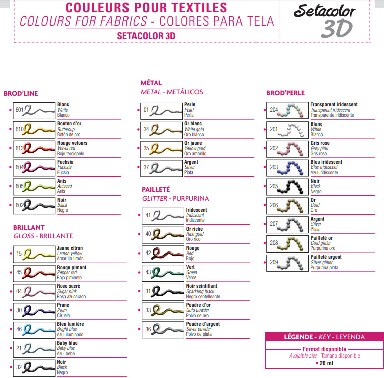 PEBEO Setacolor 3D - Brod line Effect - Reljefna boja za tekstil Fuchsia 20ml 664682 - pogled 4