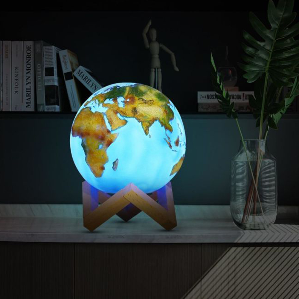 3D Stona lampa u obliku planete Zemlje - pogled 4