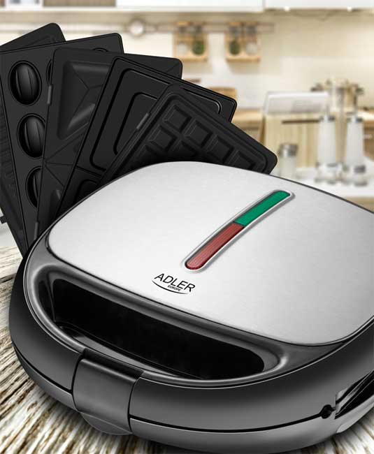 Multifunkcionalni aparat sa izmenjivim pločama za različite kolače i sendviče Adler AD3040 - pogled 4