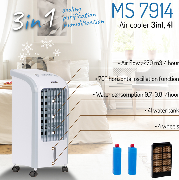 Uređaj za rashlađivanje vazduha na bazi vode i leda Mesko MS7914 - pogled 4