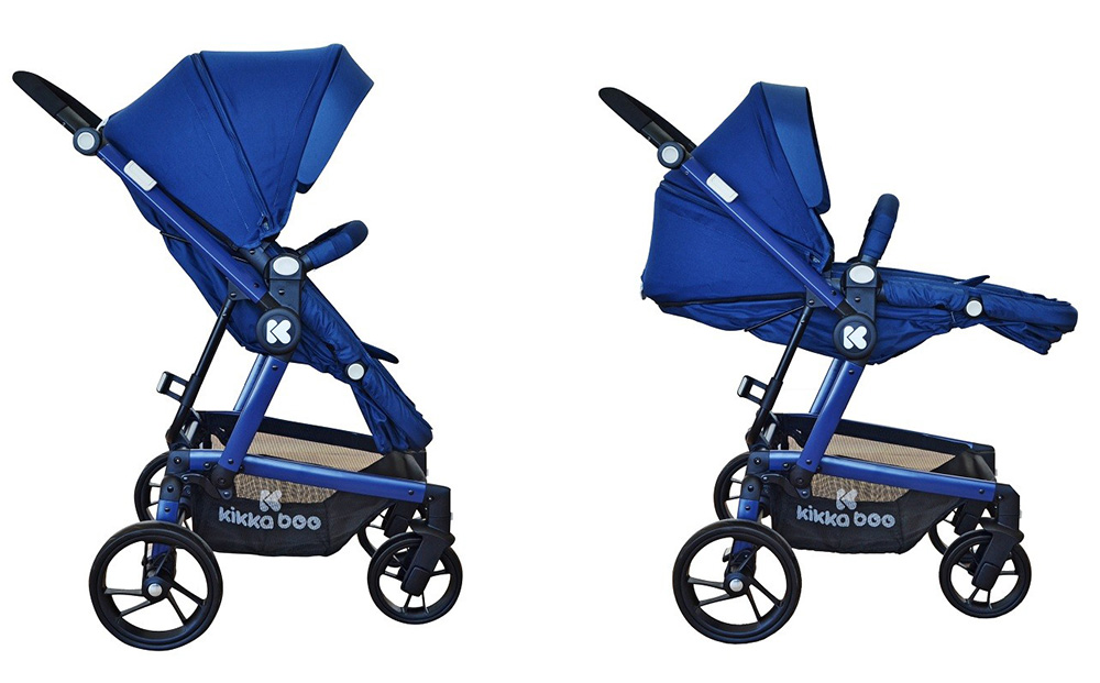 KIKKA BOO Kolica za bebe JASPER 2 u 1 sa reverzibilnim sedištem Houses Blue 31001020025 - pogled 4