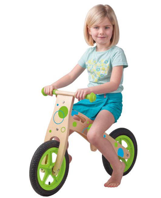 WOODY Dečiji drveni balans bicikl - bicikl bez pedala - zeleni 91189 - pogled 4