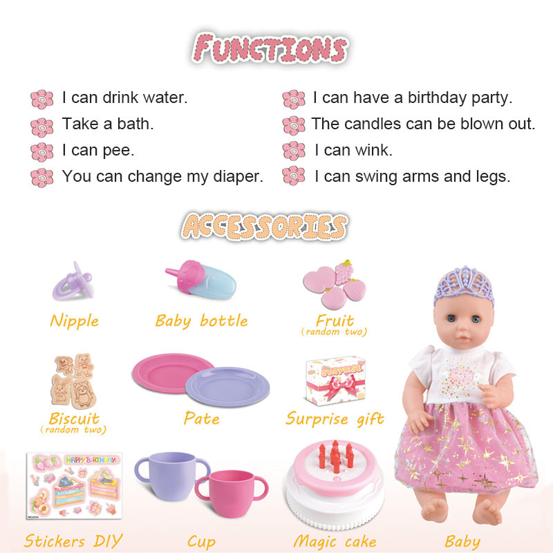 WARM BABY Lutka beba 42cm sa rođendanskim setom WZJ033A-1 858057 - pogled 4