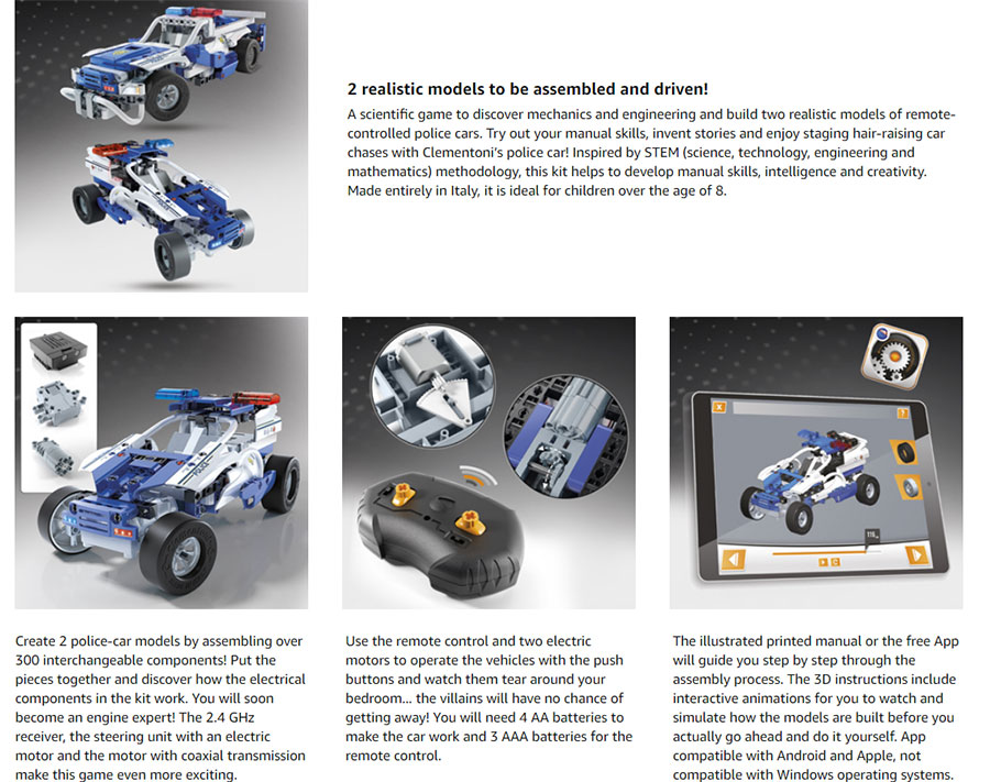 CLEMENTONI Science Museum MECHANICS Mehanika Policijski auto POLICIJA sa daljinskim upravljanjem CL61874 - pogled 4