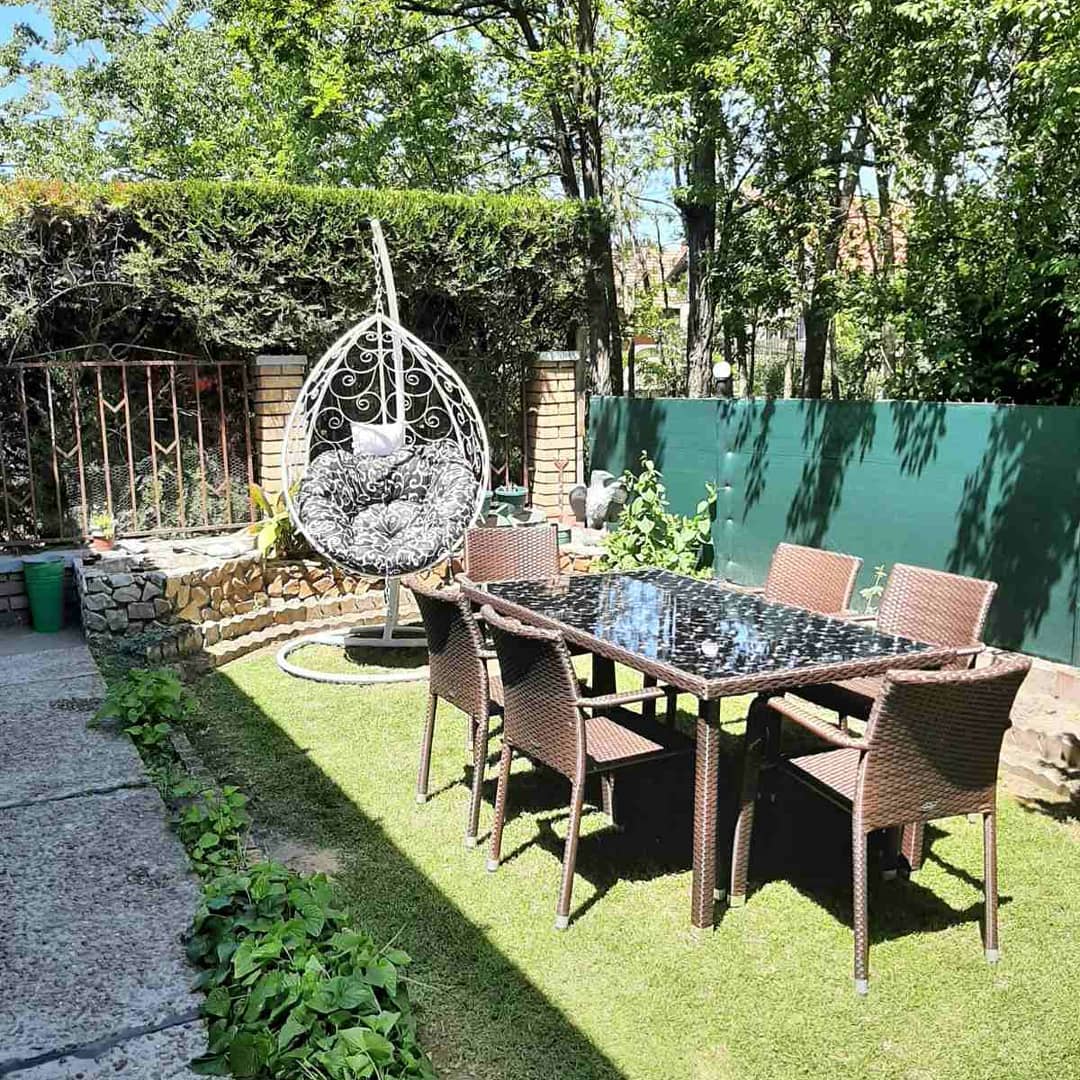 Ljuljaška Jaje - Metalna Domestico WHITE sa jastukom FLORA BROWN - pogled 4