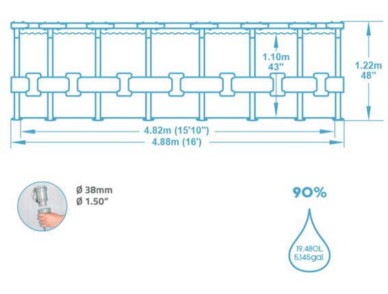Bestway Bazen sa čeličnim ramom merdevinama i filterskom pumpom 488x122 - pogled 4