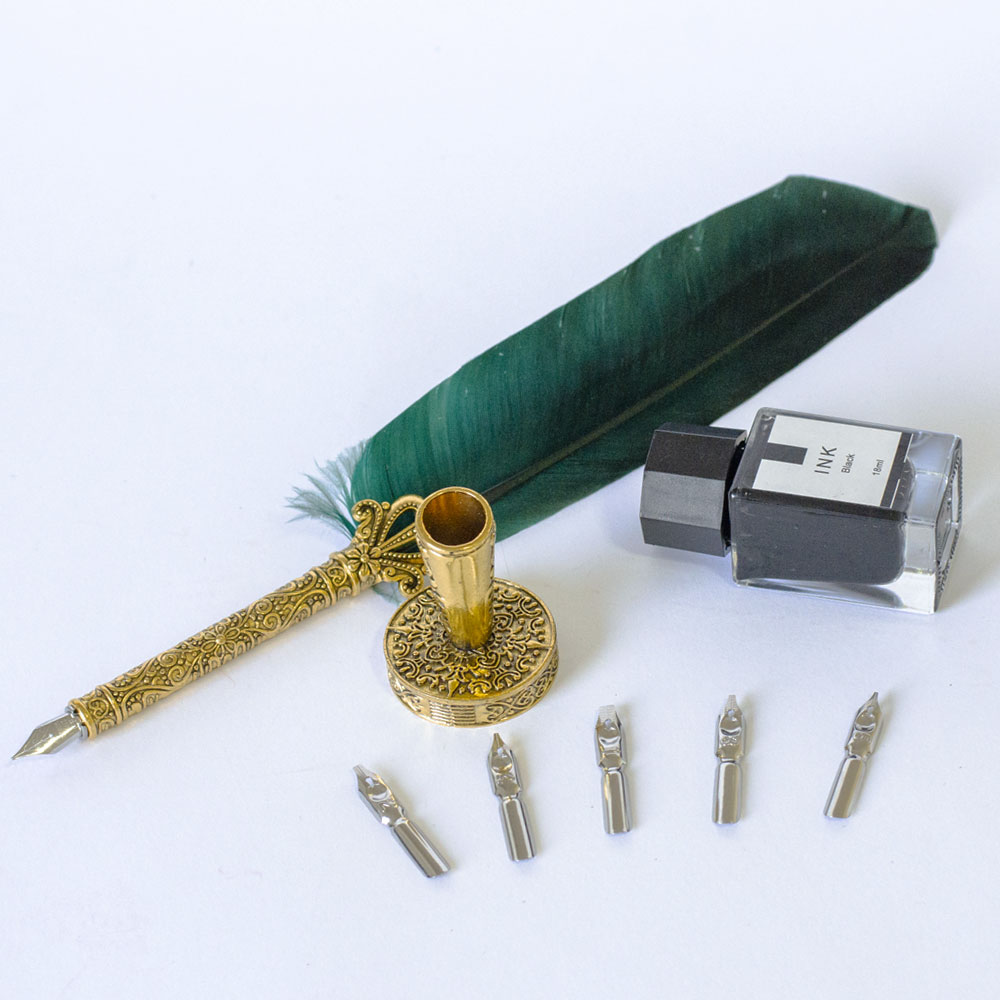 Set za kaligrafiju i pisanje Tamno Zeleno Pero - pogled 4