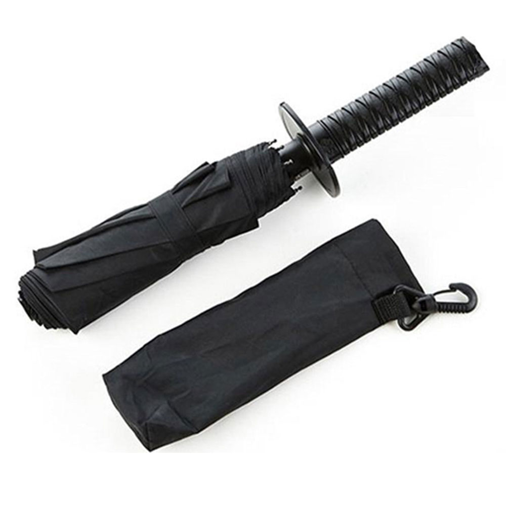 Samurajski sklopivi crni kišobran - pogled 5