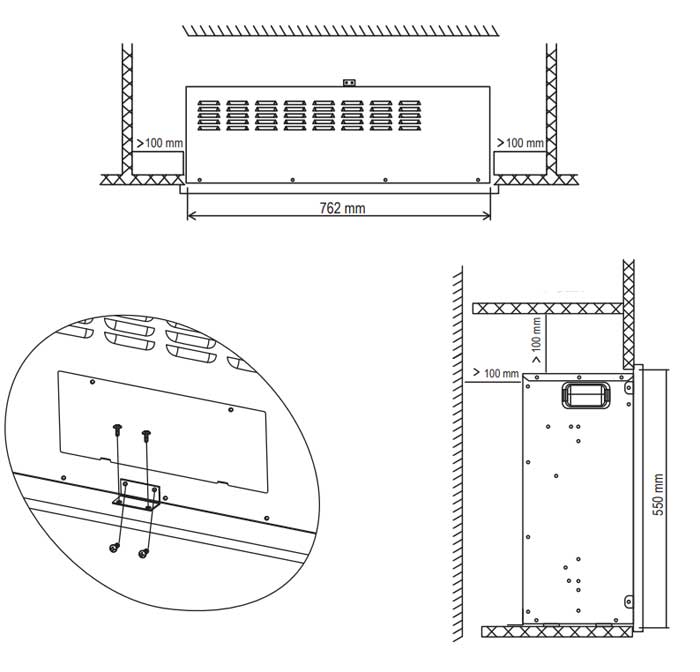 Električni ugradni kamin 2000W FKKI04 - pogled 5