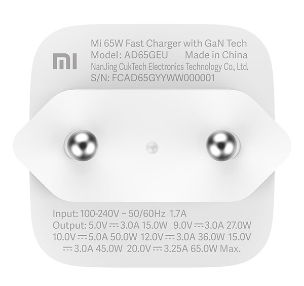 Brzi USB-C punjač Xiaomi Mi 65W GaN Tech - pogled 5