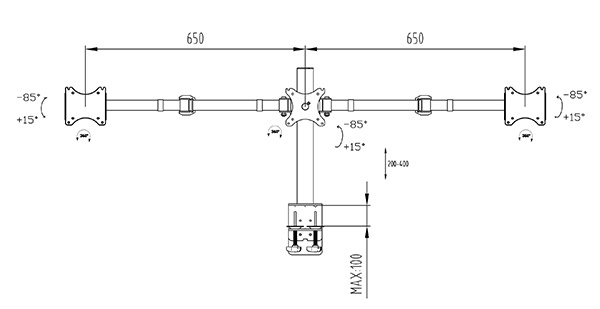 Stoni nosač za tri monitora IIYAMA DS1003C-B1 - pogled 5