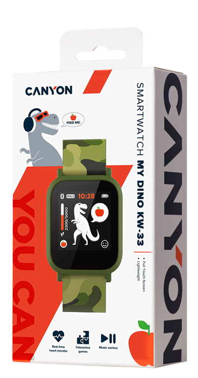Dečiji pametni sat - motivator Canyon My Dino KW-33 zeleni - pogled 5
