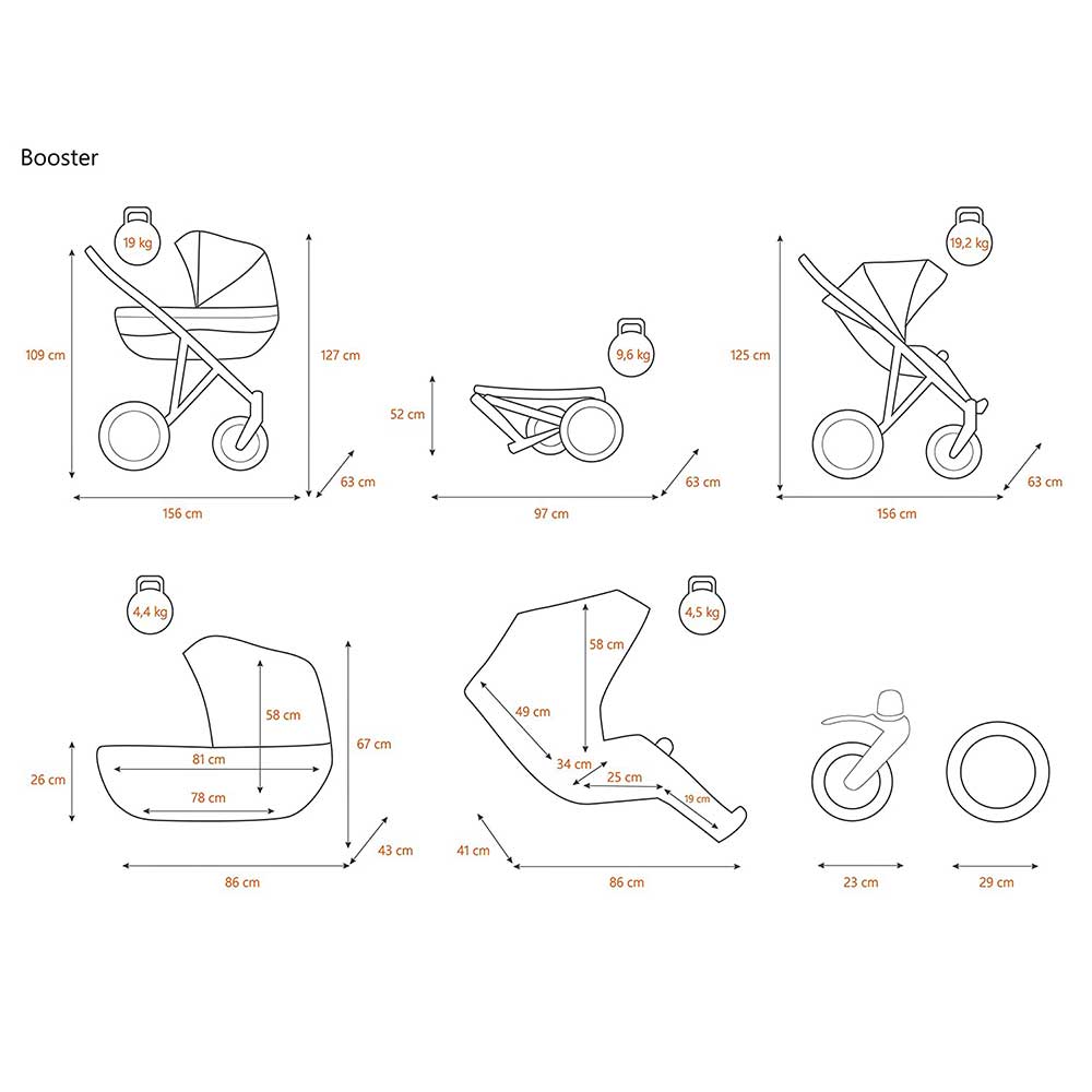 Kunert Booster kolica za blizance set 2u1 tamno siva - pogled 5