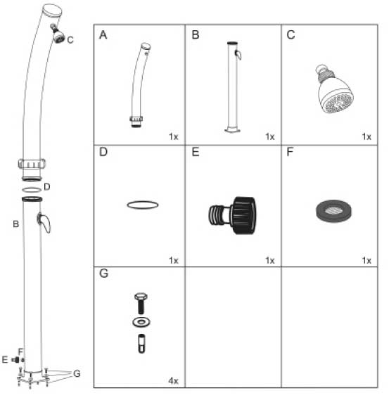 Stubni solarni tuš 20L KR-11 - pogled 5