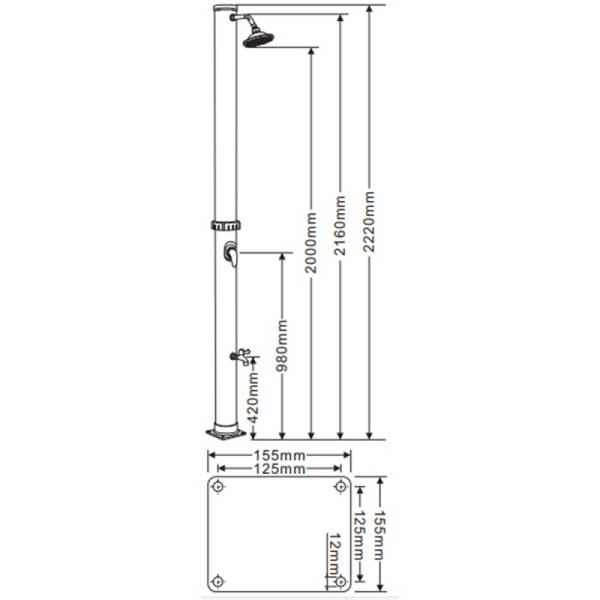 Stubni solarni tuš 20L sa dodatnom slavinom za pranje noguKR-08 - pogled 5