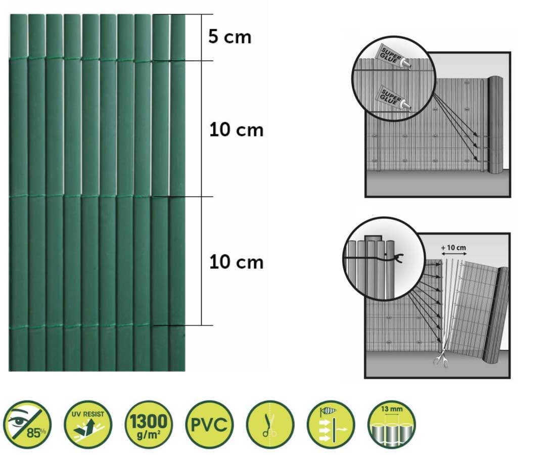 Ograda od veštačkog bambusa - 2m x 3m Bež - pogled 5