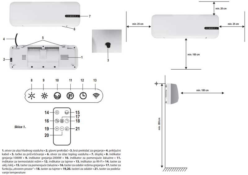 Zidna Wi-Fi Smart PTC grejalica Prosto FKF2022ET - pogled 5
