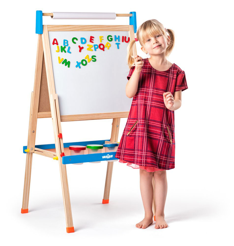WOODY Podesiva dvostrana tabla za pisanje i crtanje sa dodacima i priborom 90108 - pogled 5