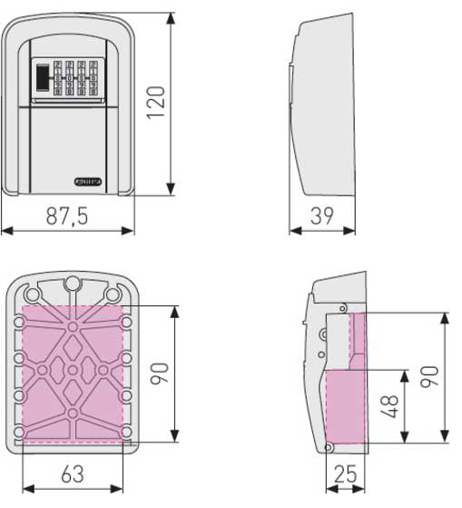 Sigurnosni zidni sandučić sa šifrom za zaključavanje Abus KeyGarage 707 - pogled 5
