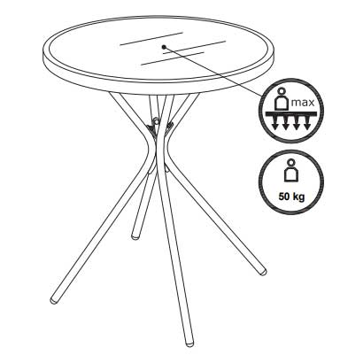 Balkonski stočić Pulsar 60x70cm Crni - pogled 5
