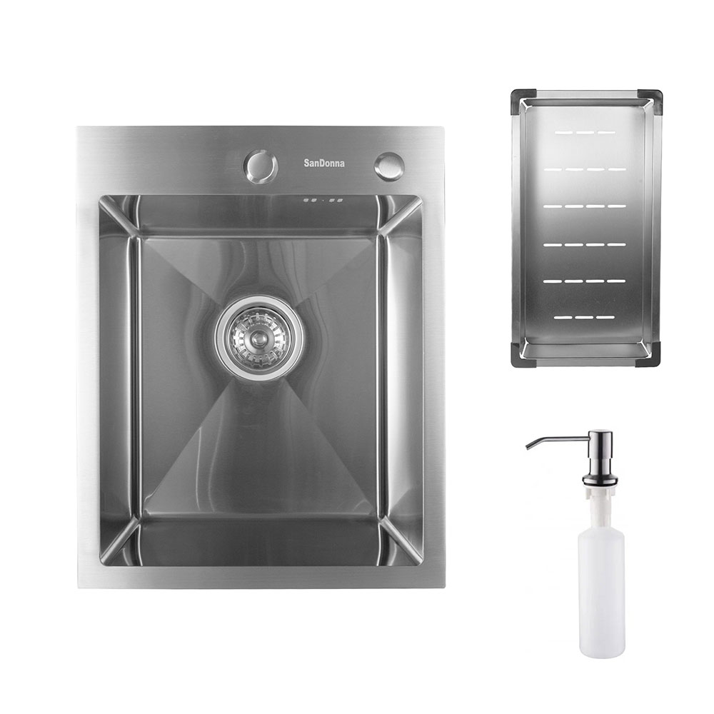 SanDonna HD4050 limena četvrtasta sudopera sa sifonom, dozerom i držačem - pogled 5