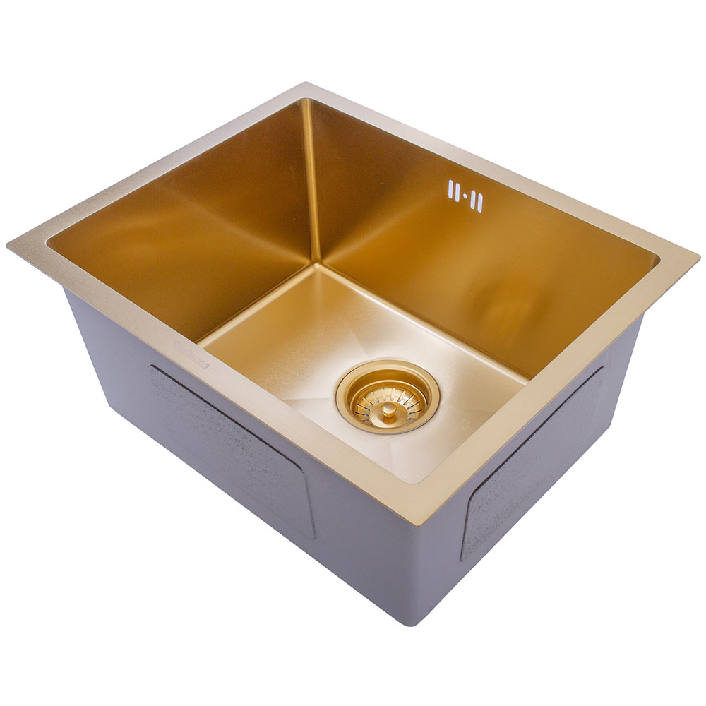 SanDonna HD5040 podgradna limena četvrtasta sudopera sa sifonom, dozerom i držačem u zlatnoj boji - pogled 5