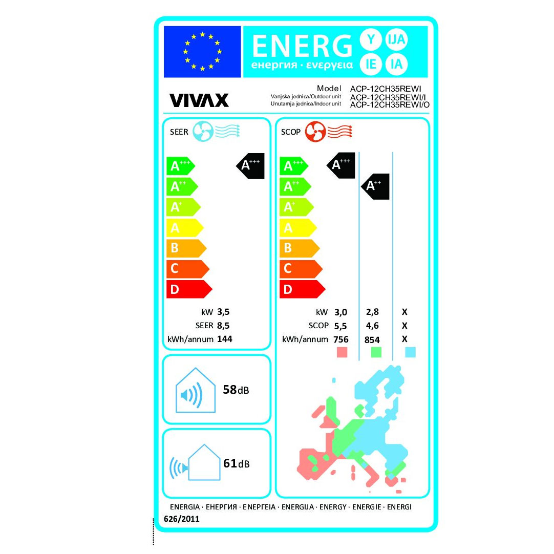 Vivax W design klima inverter ACP-12CH35REWI R32 - pogled 5