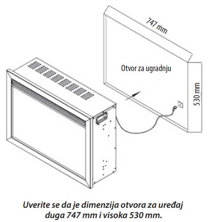 Električni ugradni kamin 2kW Prosto EK30U/L - pogled 5