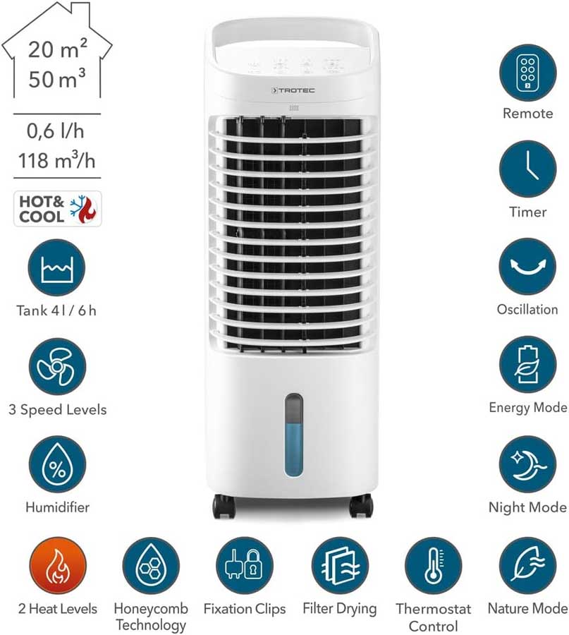 Trotec 4U1 Uređaj za zagrevanje i hlađenje vazduha u prostorijama PAE 19 H - pogled 5