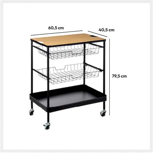 Kuhinjska Polica Sa Točkićima i Daskom Za Sečenje - pogled 5