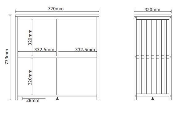 Dekorativna polica od bambusa 72x74x32cm - pogled 5