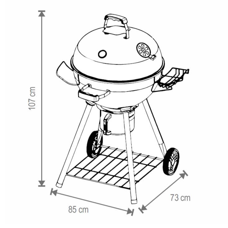 Veliki roštilj na ćumur sa poklopcem 54cm GR03 - pogled 5