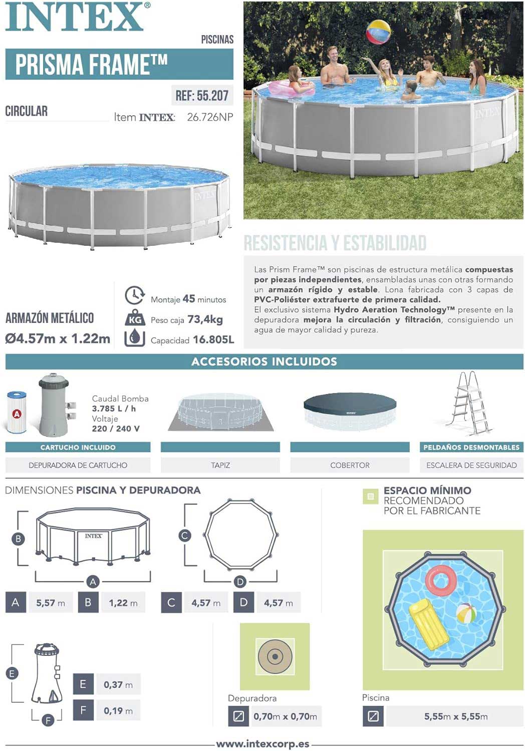 Intex Bazen Prism Frame 457 x 122 cm Sa Kompletnom Opremom - pogled 5