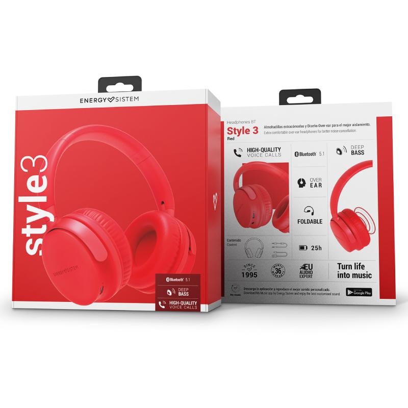 Energy Sistem Style 3 Red Bluetooth slušalice crvene M45306 - pogled 5