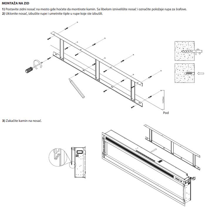Električni multikolor kamin sa ventilatorom 2000W 60 inča Prosto EK603T/L - pogled 5