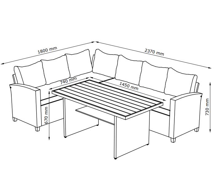 Lounge ugaona garnitura za 6 osoba Perth Natur - pogled 5