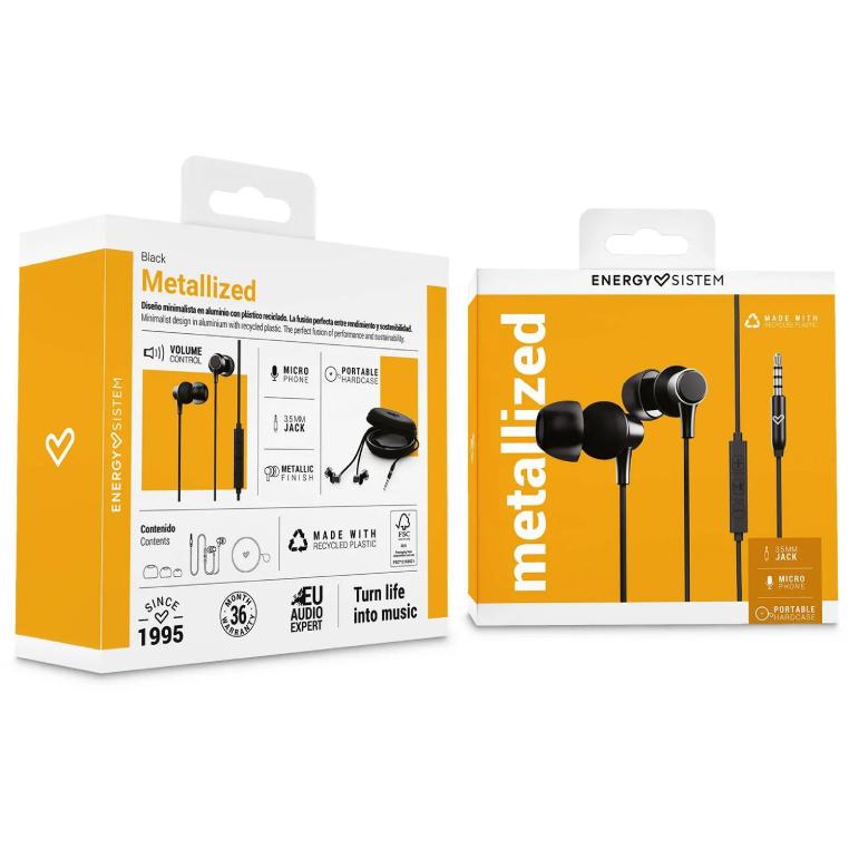 ENERGY SISTEM Metallized Black slušalice sa mikrofonom crne (M45672) - pogled 5