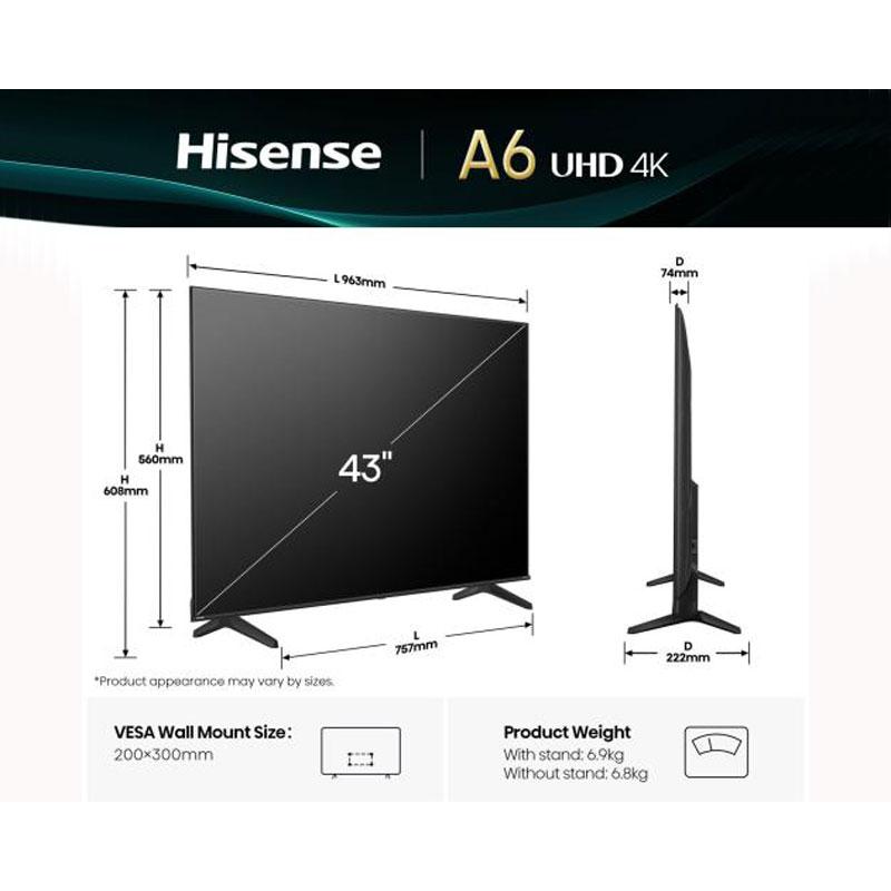 HISENSE 43 inča 43A6Q 4K UHD Smart TV - pogled 5