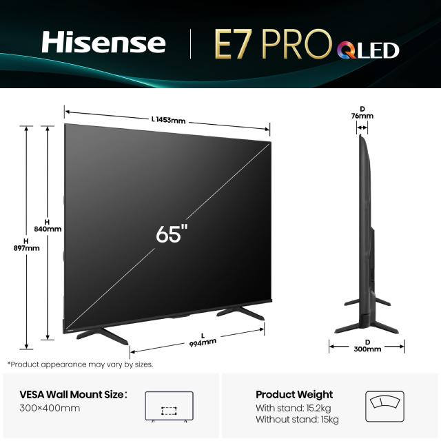 HISENSE 65 inča 65E7Q PRO QLED 4K UHD Smart TV - pogled 5