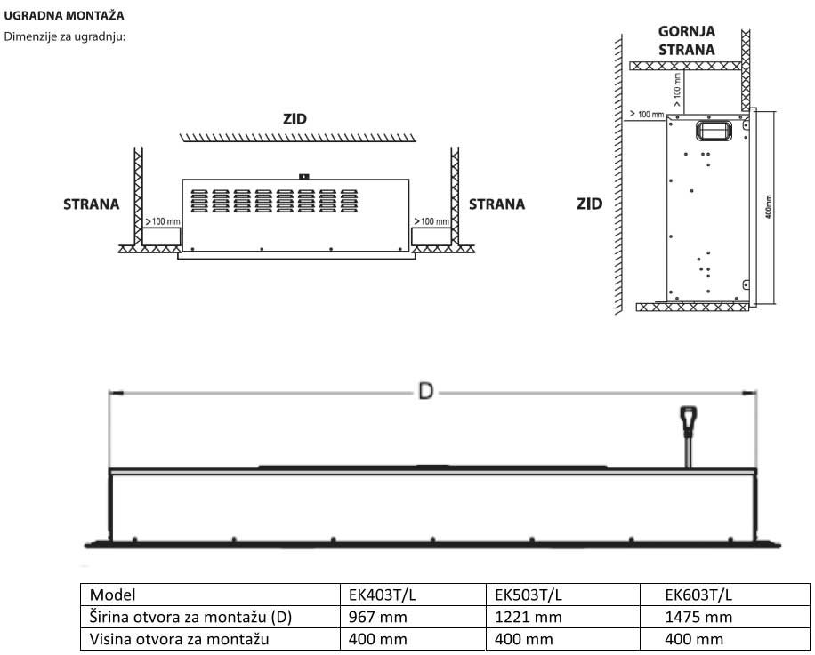 Električni 2u1 multikolor kamin 129cm 2000W Prosto EK503T/L - pogled 5