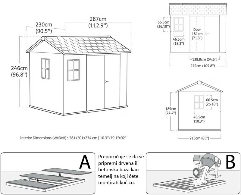 Montažna pomoćna baštenska kućica Šupa Keter Newton Plus Wide 9x7.5FT Braon - pogled 5