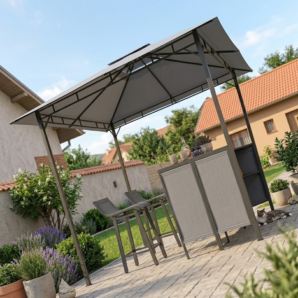 2 Barske Stolice, Paviljon i Barski Roštilj Sto 4 u 1 Komplet - pogled 5