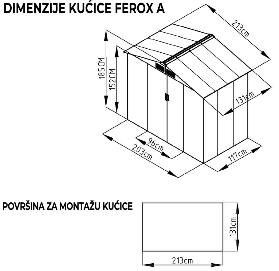 Pomoćna metalna baštenska kućica sa kliznim vratima Ferox-A 2.7m² - pogled 5