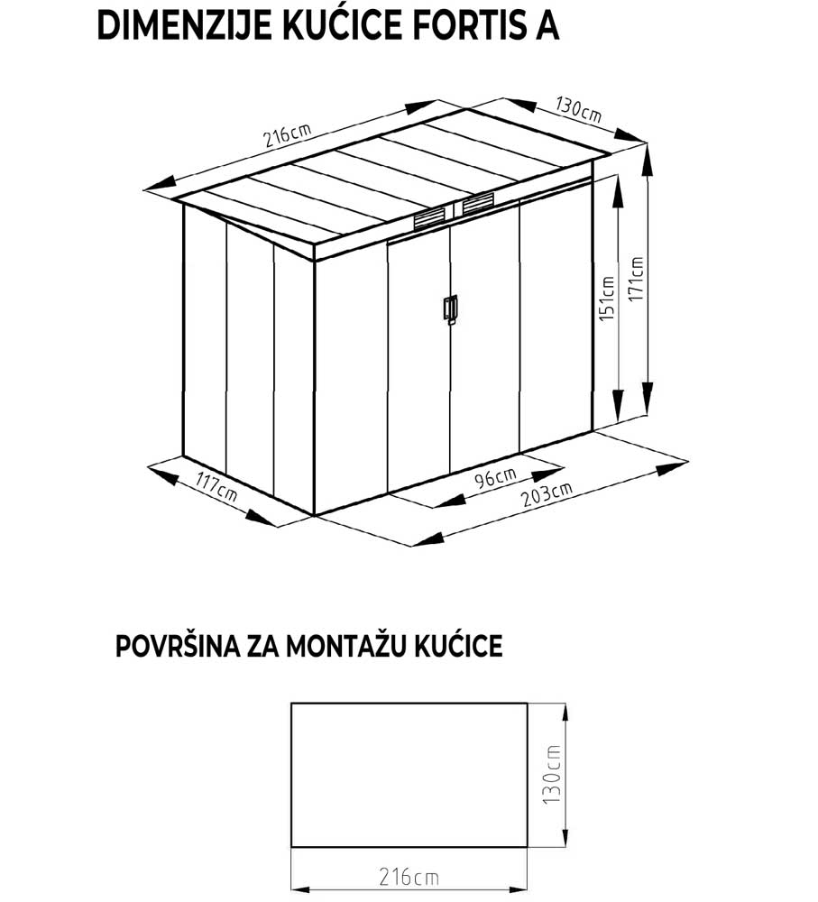 Pomoćna metalna baštenska kućica Fortis-A 2.8m² - pogled 5